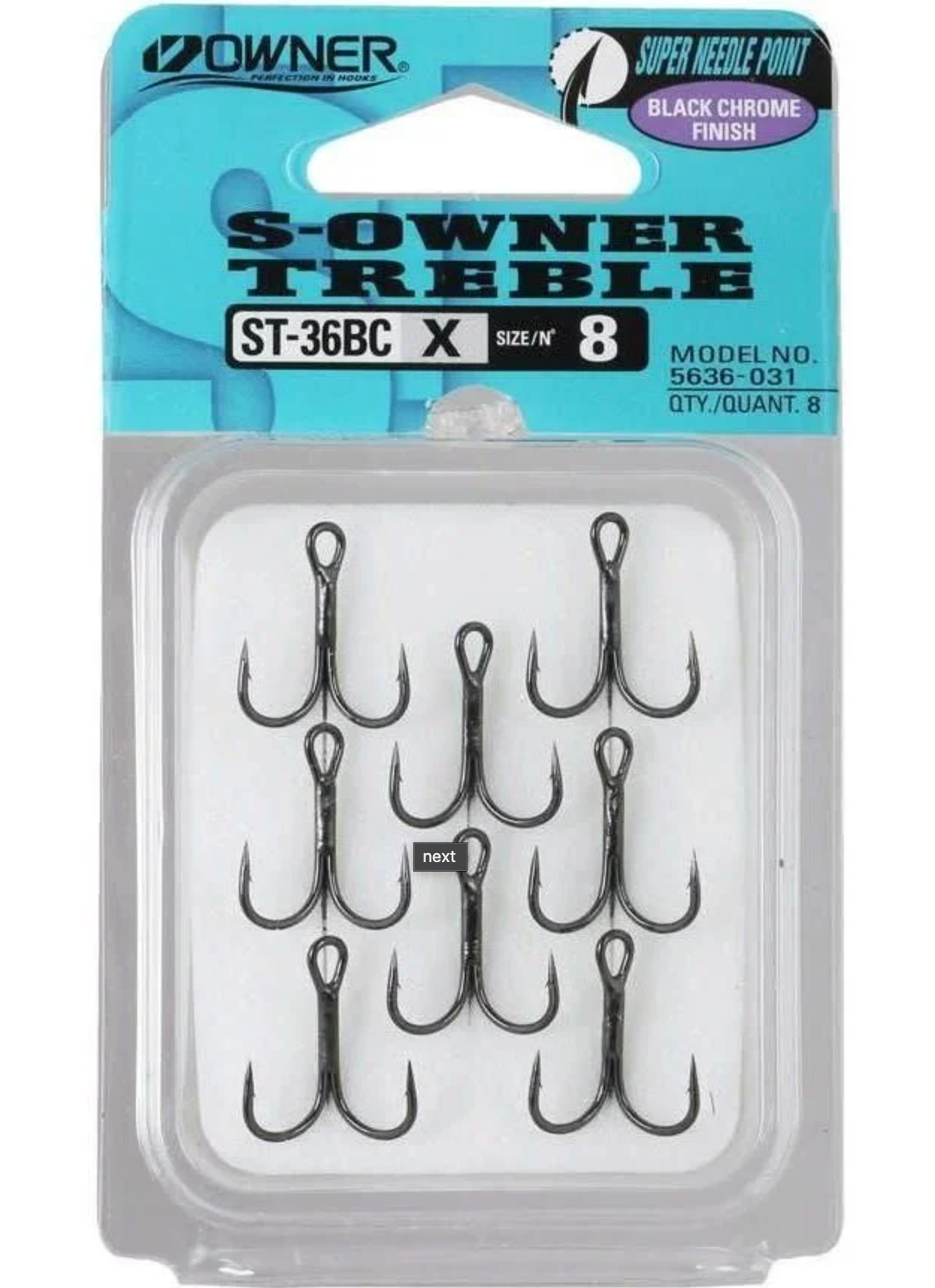 Owner Stinger Treble Hook Black Chrome ST-36