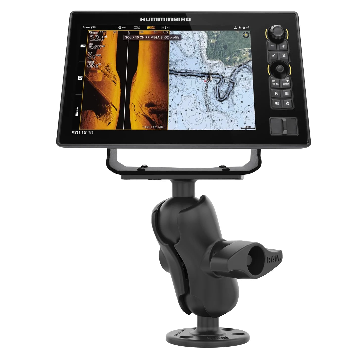 Support à bille RAM Drill-Down pour Humminbird Helix 8-10 et Solix 10